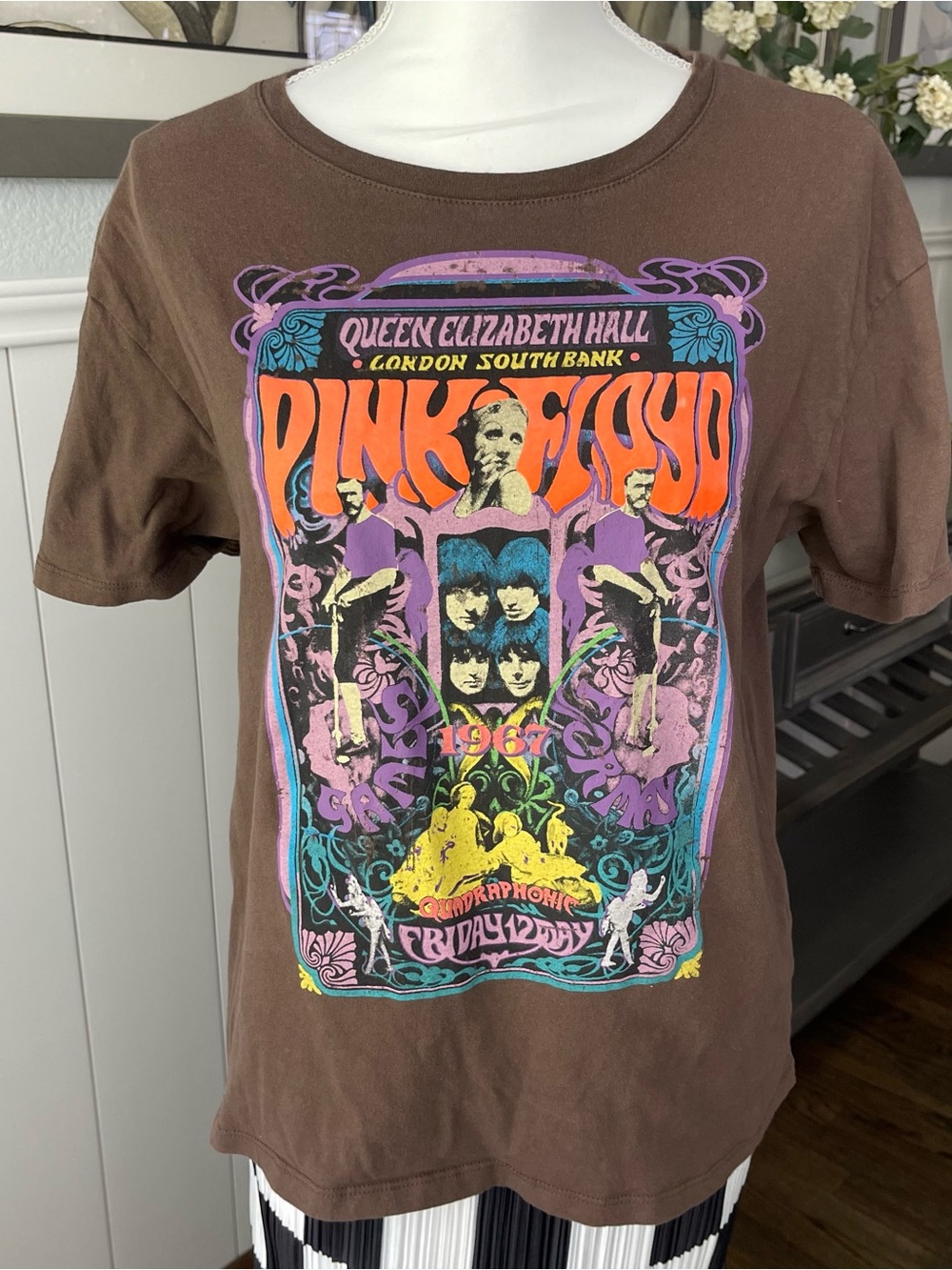 Pink Floyd Brown Logo Tee with Mint Print